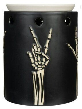 NEW ScentSationals SKULLY Peace & Love Skeleton Arm Ceramic Fragrance Wax Warmer